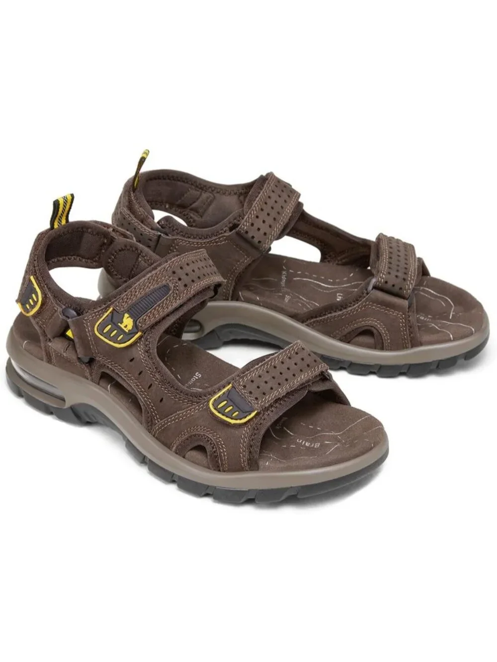 Men's Dark Brown Athletic Outdoor Leather Solid Waterproof Hiking Sandal Shoes